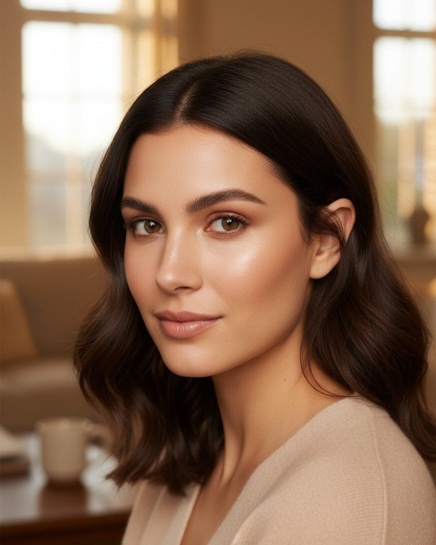 Calla Lily Cosmetics Milan Foundation in Natural Beige, a vegan, oil-free liquid foundation with medium to full coverage.