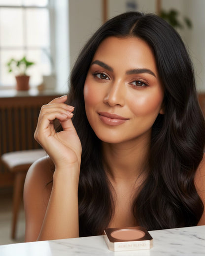 Calla Lily Cosmetics Natural Porcelain Pressed Mineral Foundation in Medium Pink. Lightweight, talc-free powder with UV protection.