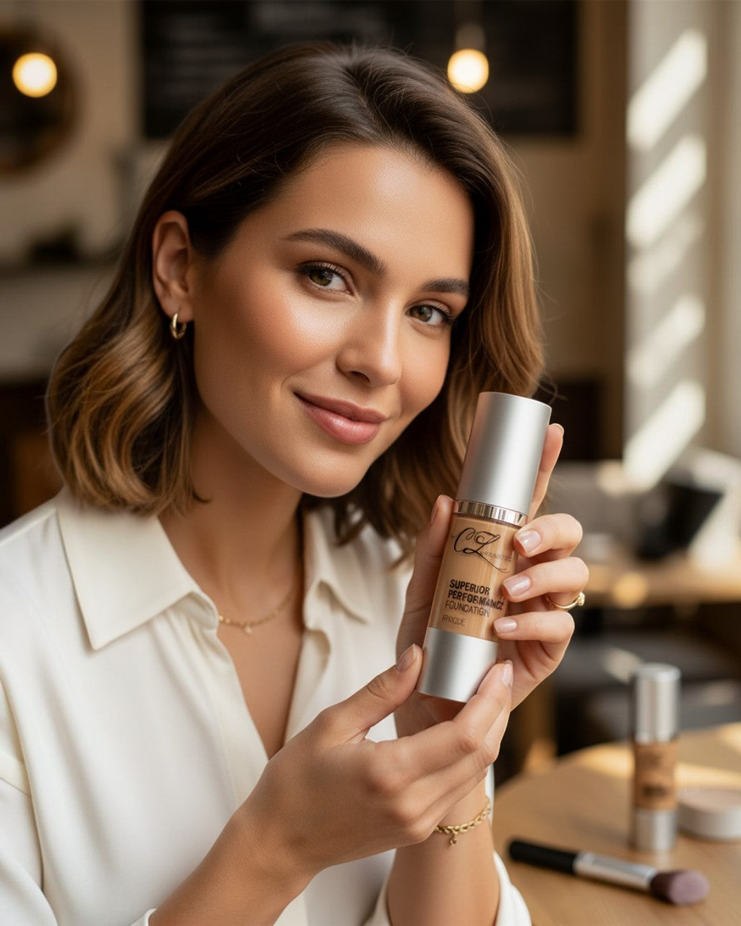 Calla Lily Cosmetics Superior Performance Foundation in Nude Beige. Oil-free, vegan liquid mineral makeup with medium to full coverage.
