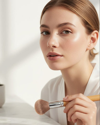 Calla Lily Cosmetics Pale Porcelain Pressed Mineral Foundation, fair with pink undertones, talc-free powder with UV protection.