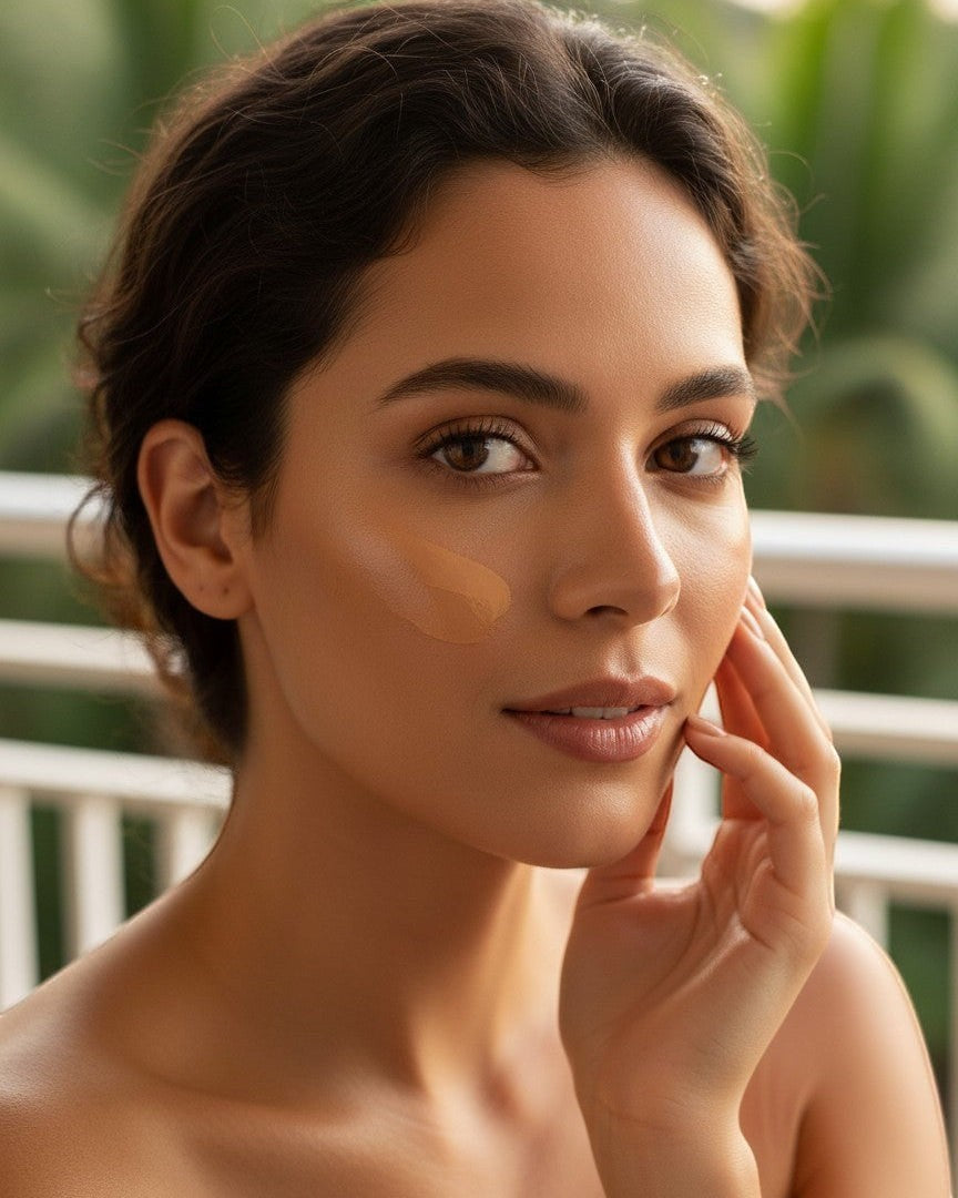 Calla Lily Cosmetics Rio Foundation in Yellow Tan Beige, a liquid mineral makeup with medium to full coverage.