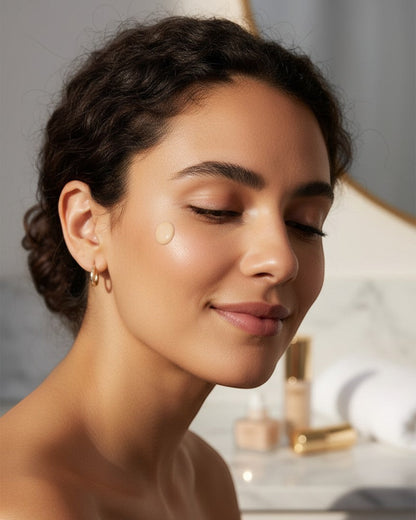 Calla Lily Cosmetics Mykonos Foundation in Toasted Yellow Beige, a liquid mineral makeup with medium to full coverage.