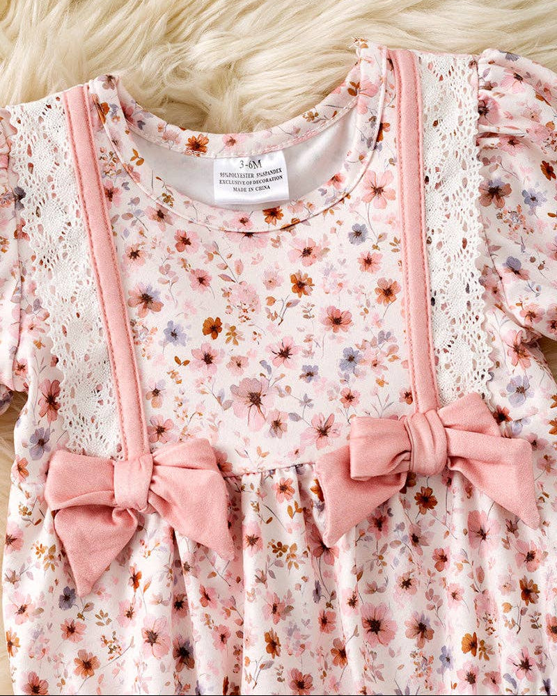 Ditsy Pink Floral Bubble Romper