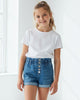 Girl's Denim Shorts with Paperbag Waistband