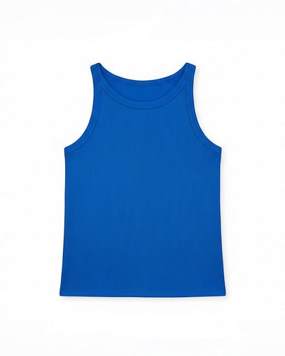 CL kids blue ribbed tank top and white & blue striped shorts set. 100% cotton.