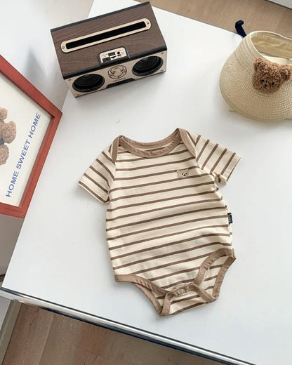 brown striped bodysuit for babies