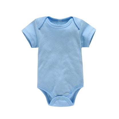 Light blue baby onesie on a white background