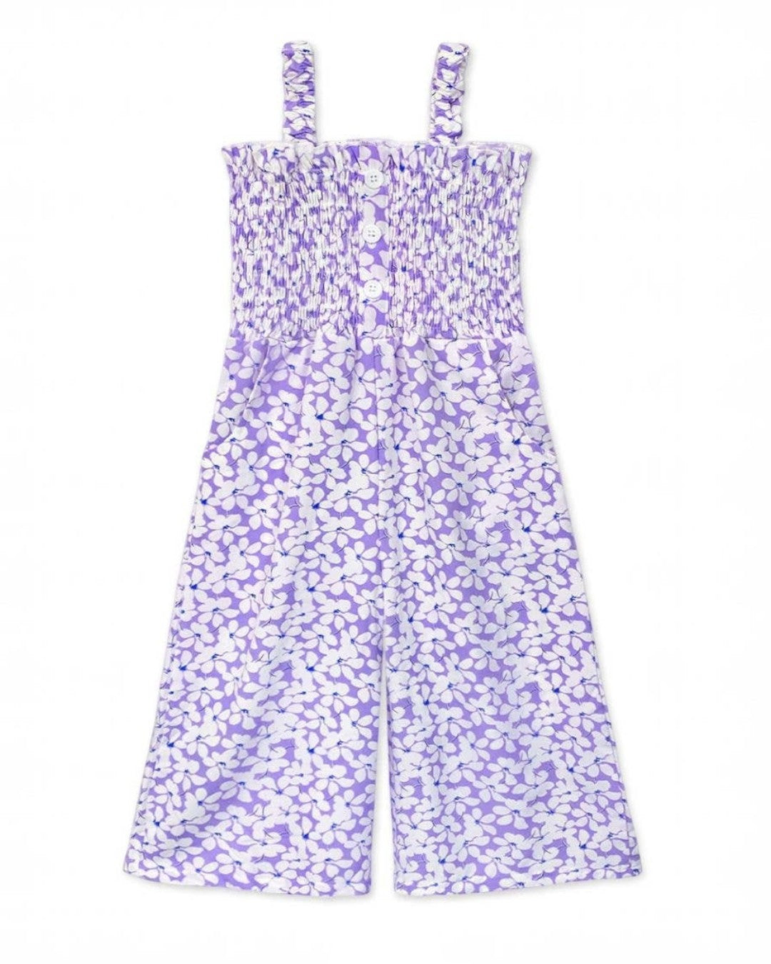 Girl's Light Purple Romper with Side Pockets