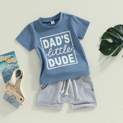 "Daddy's Little Dude" Shorts Sets - Baby