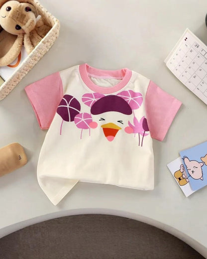 Children's t-shirt with cartoon design on a light surface