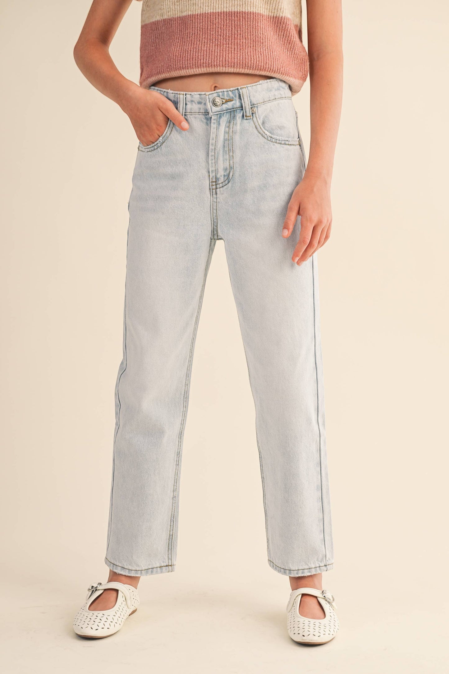 Tween Girl's Straight Leg Denim Pants/Jeans