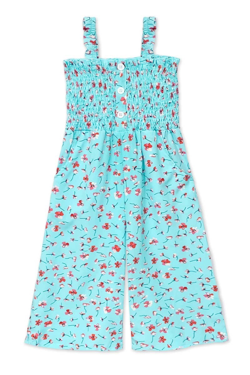 Girl's Teal Romper w/Side Pockets