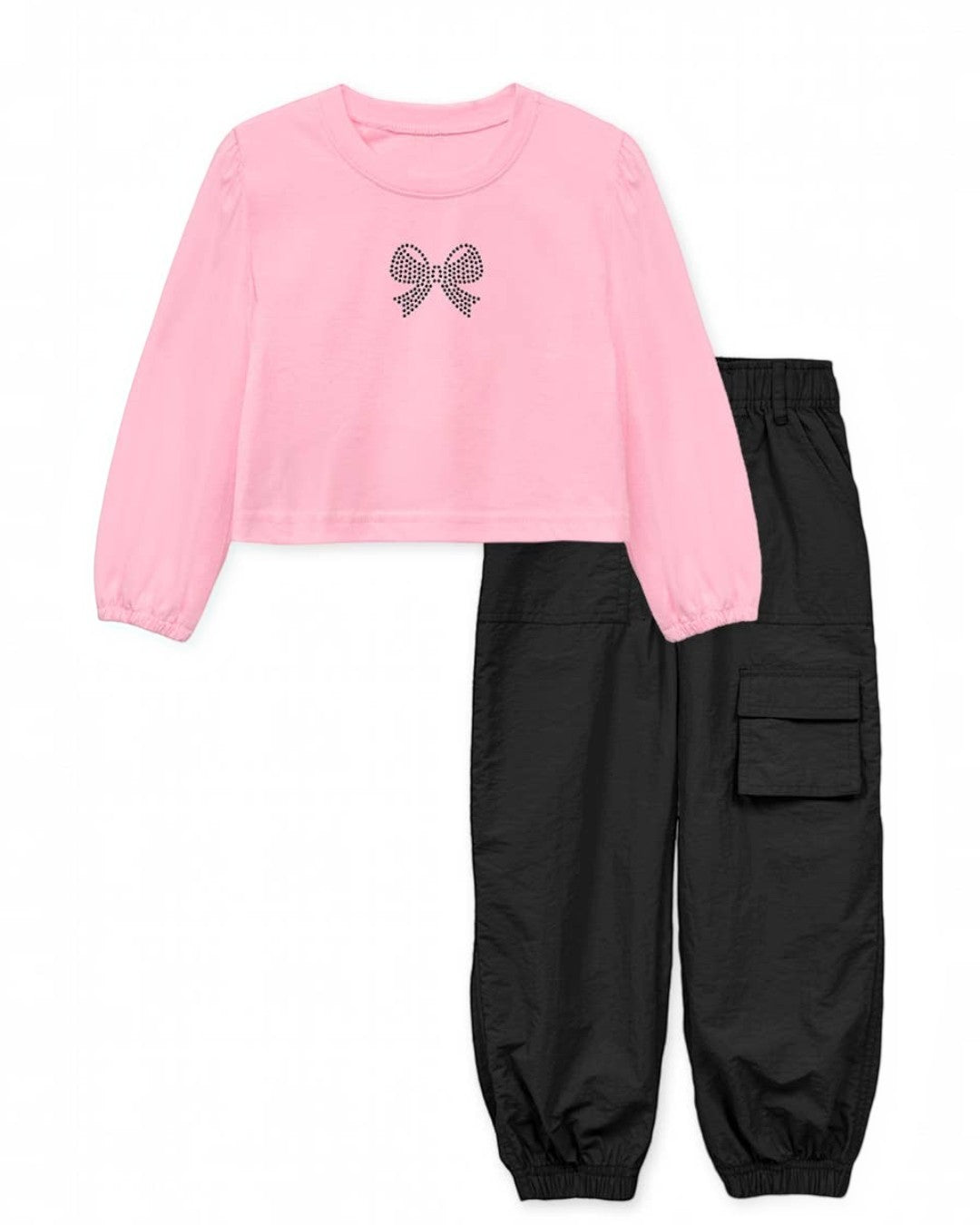 Girl's Top & Pant Set w/ Bow Rhinestone