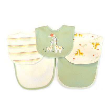5 Pack Soft Giraffe Embroidered Baby Bibs