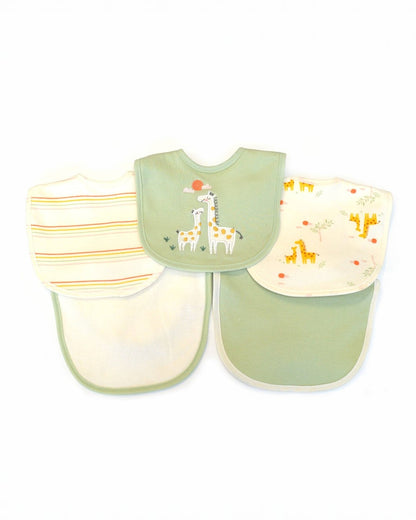 5 Pack Soft Giraffe Embroidered Baby Bibs
