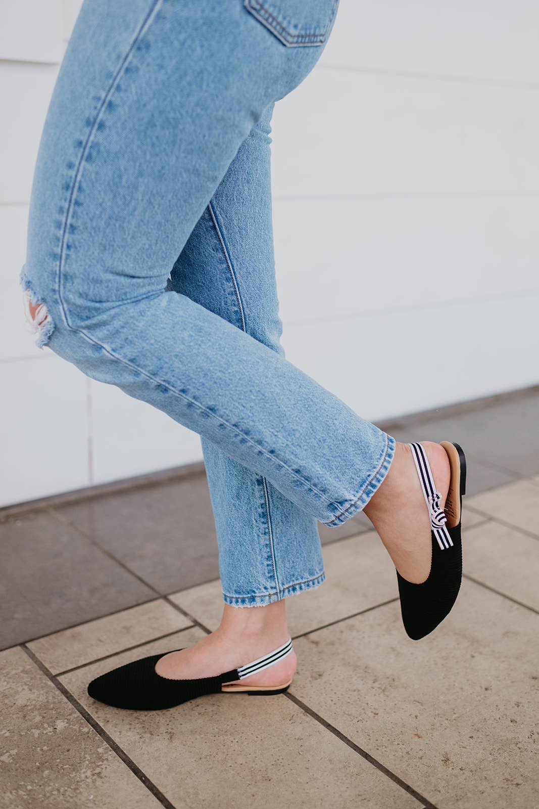 Soho Black D'Orsay Flat Shoes