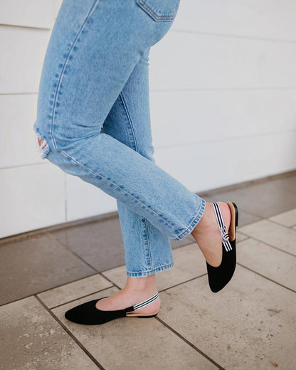 Soho Black D'Orsay Flat Shoes