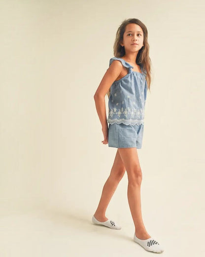 Tween 2 Piece Blue Shorts Set