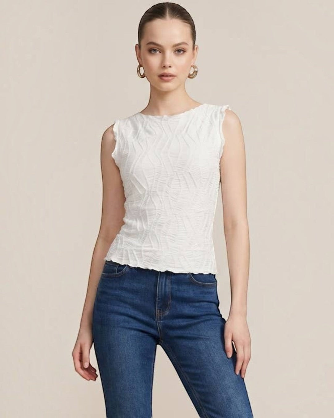Textured Knit Sleeveless Tank