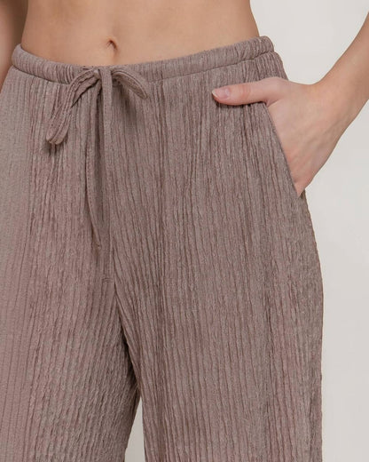 Mocha Crinkle Knit Long Pants