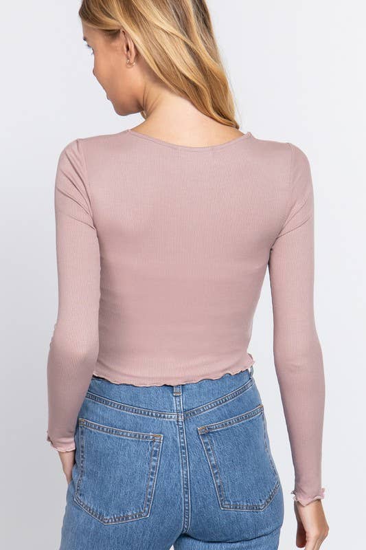 Long Sleeve Twisted Knit Top Cardigan