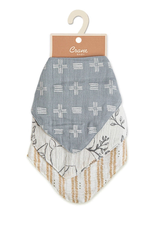 Crane Baby 3-Pc. Muslin Bib Set - Forest - Calla Lily Cosmetics + CL kids