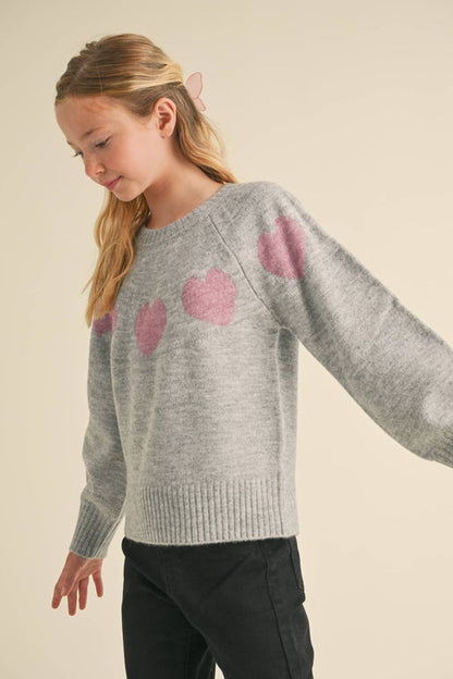 Tween Grey Heart Sweater