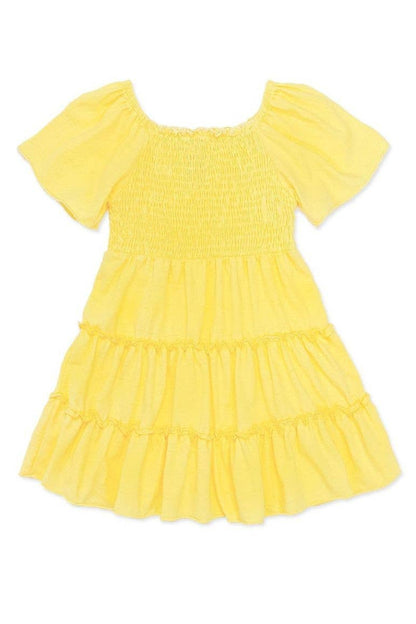 Yellow Tiered Smocked Dress