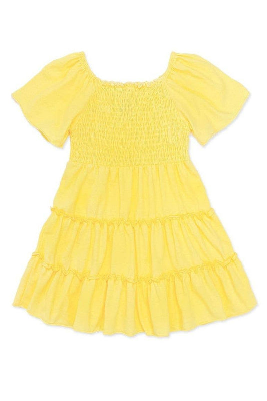 Yellow Tiered Smocked Dress