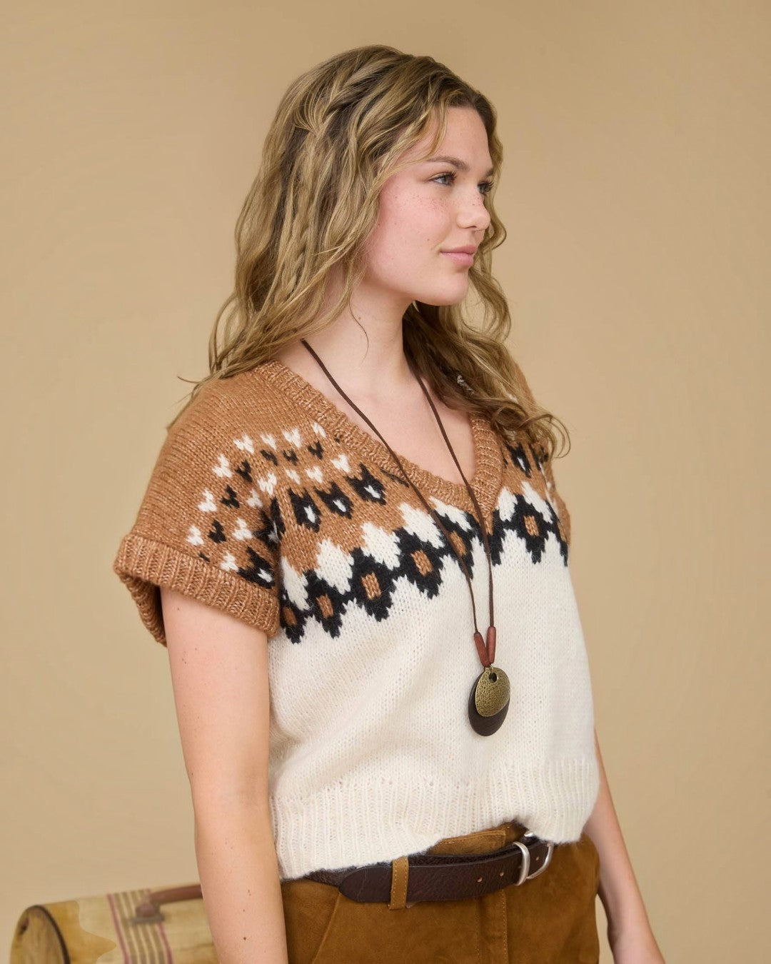 Ivory and Tan Aztec Sweater