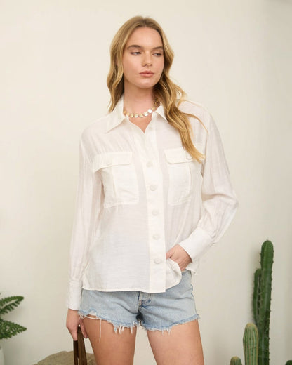 White Pocket Button Down