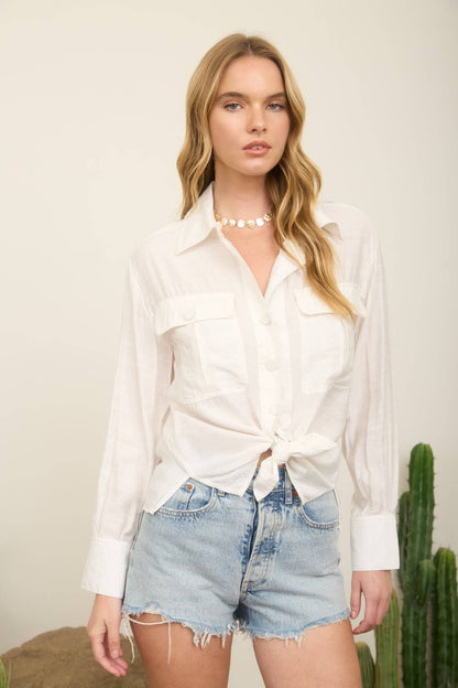 White Pocket Button Down