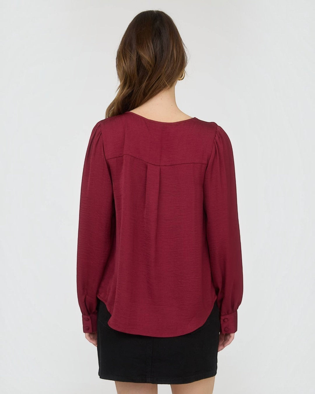 Satin V-Neck Button Down