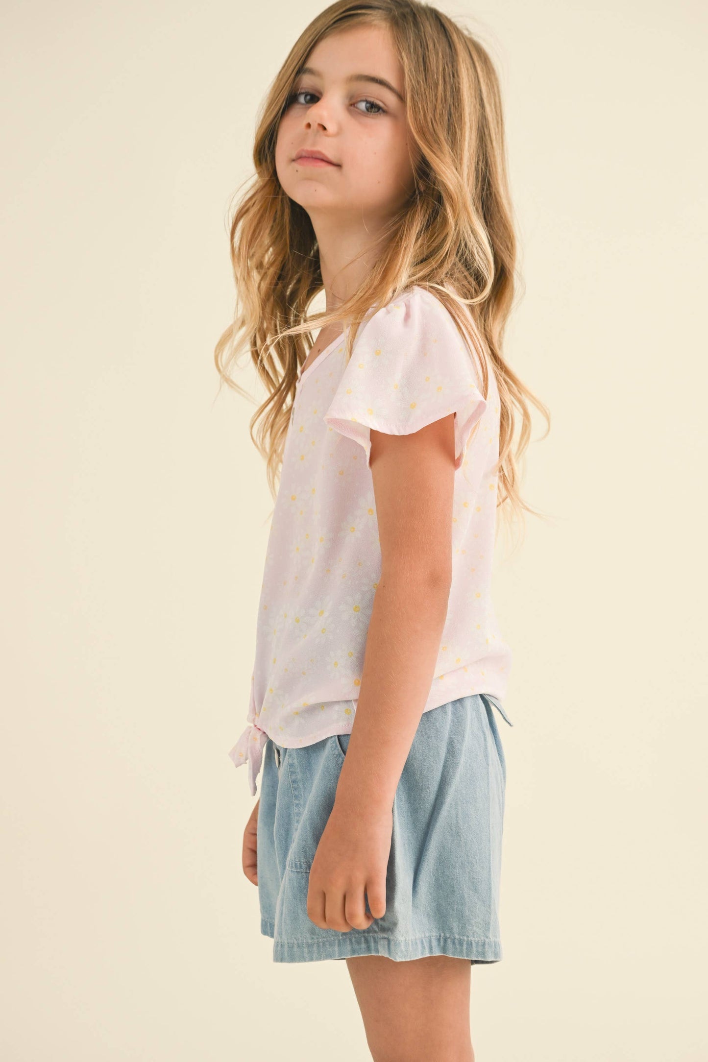 Flutter Sleeve Glitter Button Down