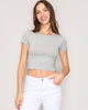 Crew Neck Crop Top: Grey