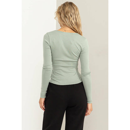Soft Sage Easy Going Ruched Top