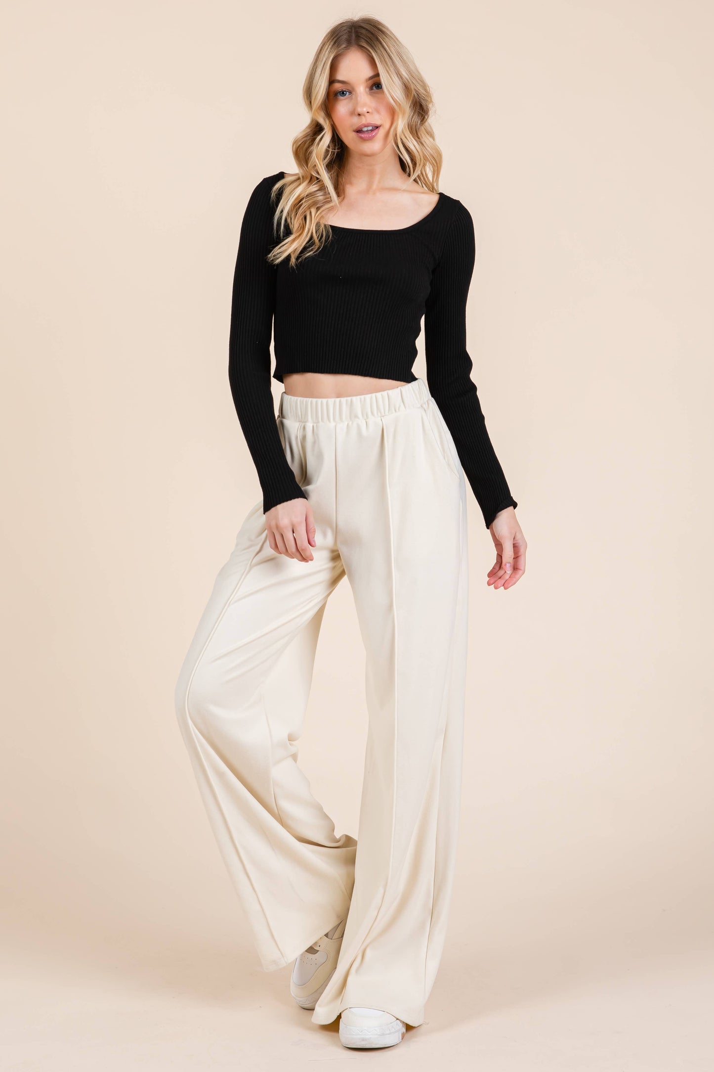 Navy Wide Leg Pants