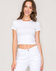 Crew Neck Crop Top: White