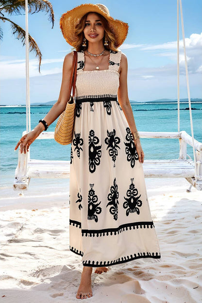Ruched Square Neck Dress