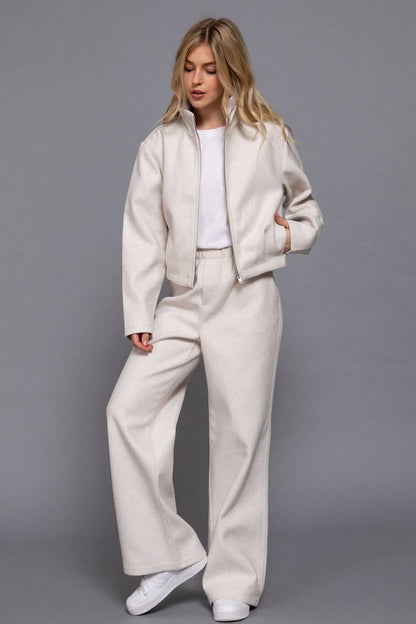 Cream Side Pocket Felt Pants