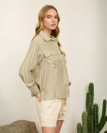 Lt. Olive Pocket Button Down