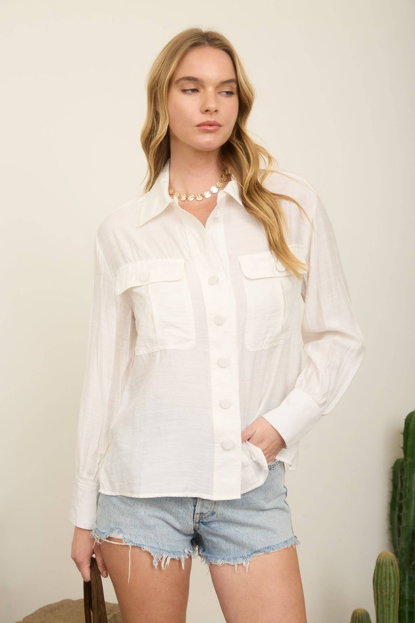 White Pocket Button Down