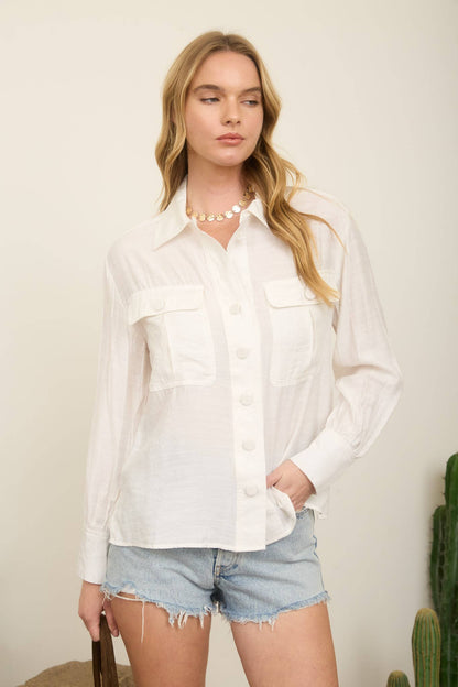White Pocket Button Down