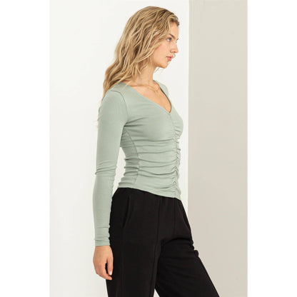 Soft Sage Easy Going Ruched Top