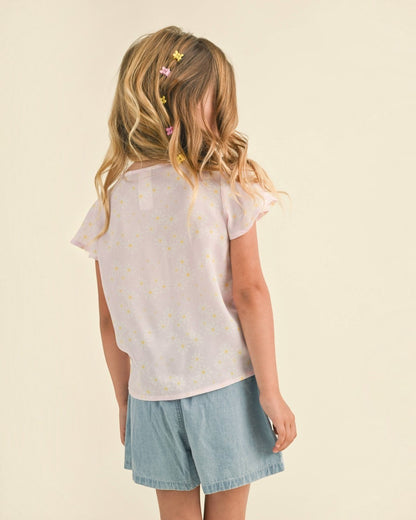 Flutter Sleeve Glitter Button Down