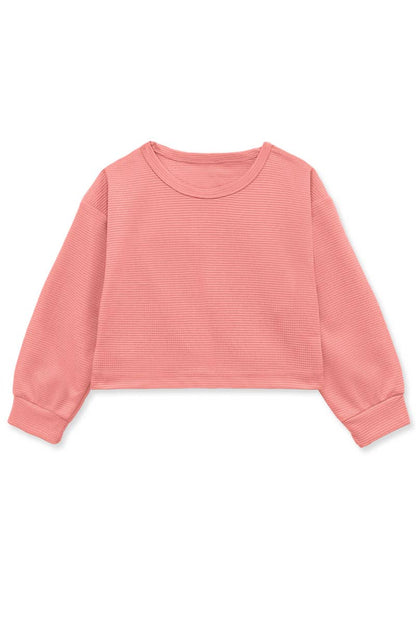Girl's Dusty Rose  Honey Comb Fabric Pullover Top