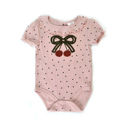 Set of 3 100% Cotton Bow Cherry Bodysuit