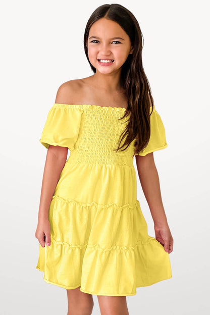 Yellow Tiered Smocked Dress
