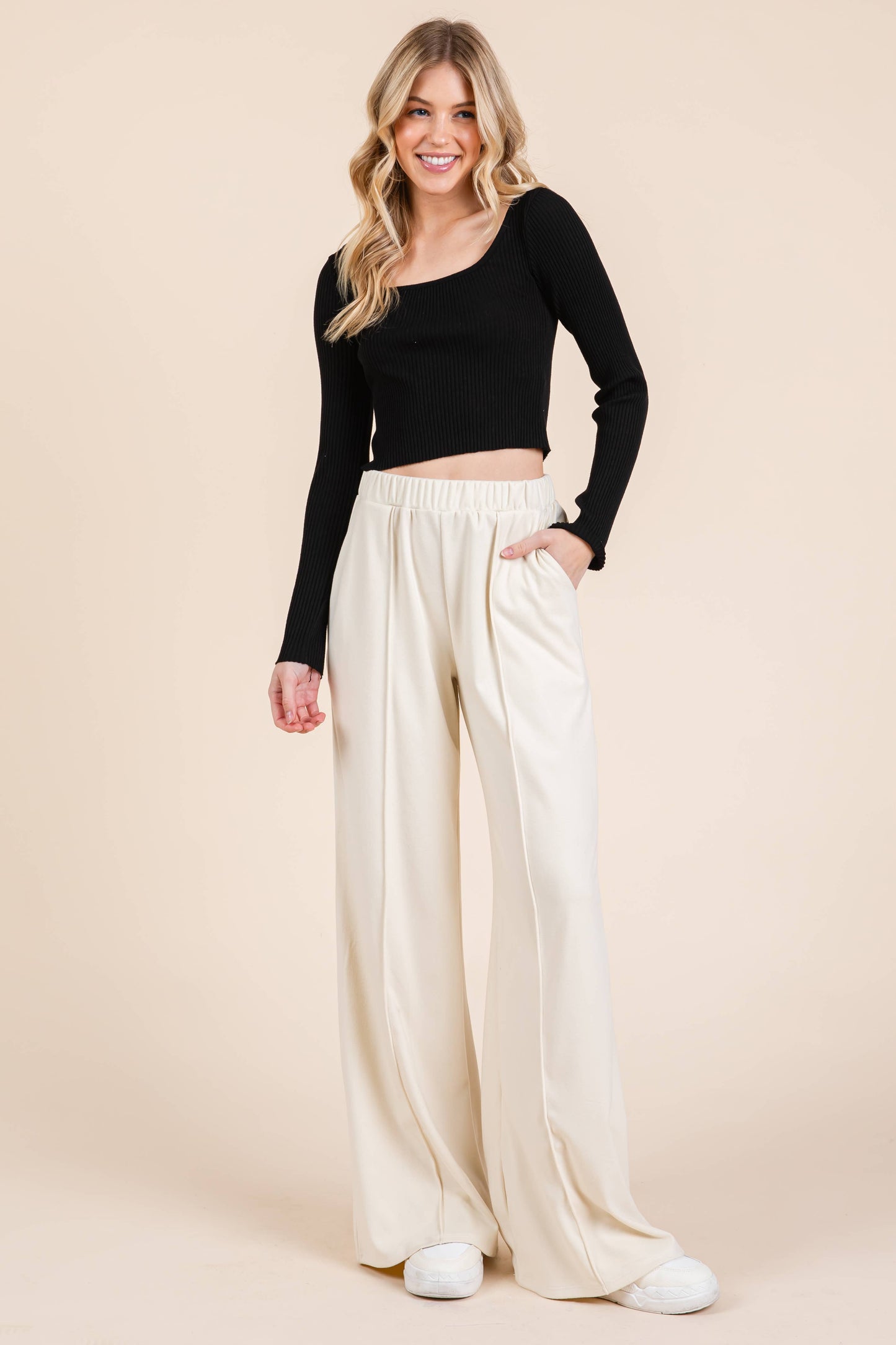 Navy Wide Leg Pants