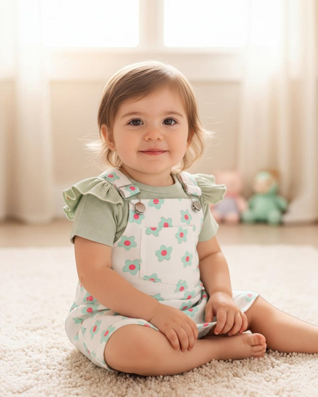 Green Flower Romper Dress - Calla Lily Cosmetics + CL kids